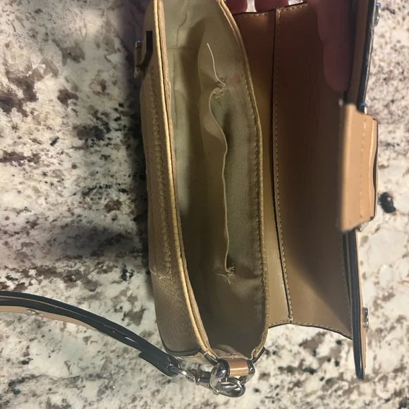 Tan Leather Clutch with Silver Accents - Picture 3 of 7